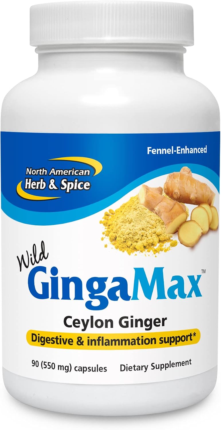 NORTH AMERICAN HERB & SPICE GingaMax - 90 Capsules - Ceylon Ginger - Digestive Support - Non-GMO - 45 Servings - görsel 1