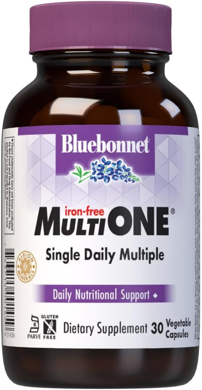 Bluebonnet Nutrition Multi ONE (Iron-Free), Once-Daily Food Supplement, Kosher Certified, Gluten-Free, Dairy-Free, Suitable for Vegetarians, 30 Vegetable Capsules