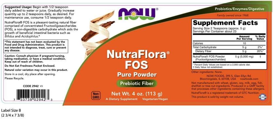 NOW Nutra Flora Fos, 4-Ounces (Pack of 2) - görsel 2