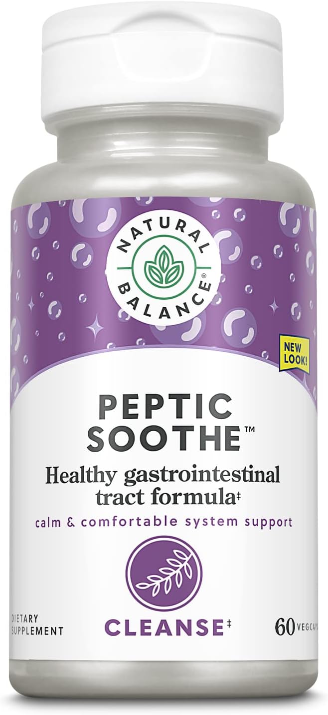 Natural Balance Peptic Soothe | Gastrointestinal Formula for Healthy Digestion Support | with Zinc Carnosine, L-Glutamine & Mastic Gum | 60 VegCaps - görsel 1