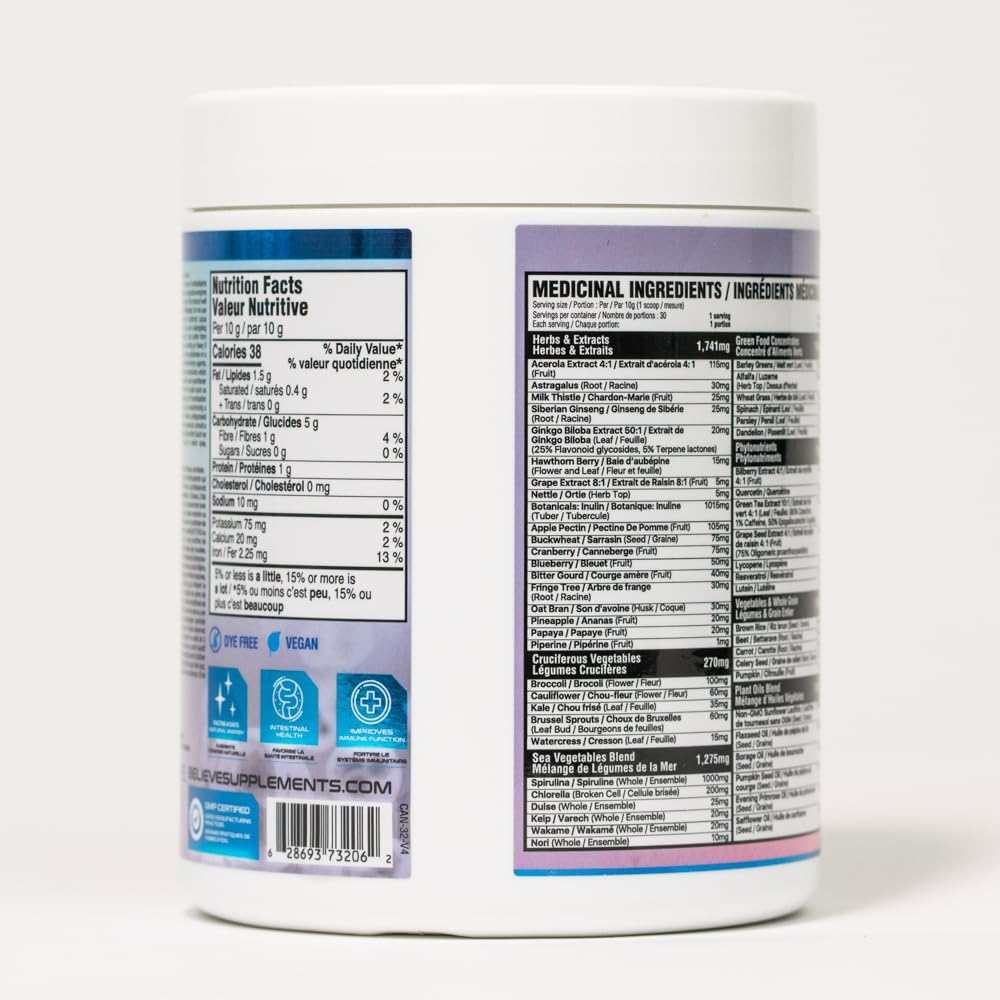 Believe Supplements Superfoods+Greens - Superfood Blend with 50+ Fruits & Veggies, Citrus Blast, 30 Servings - görsel 6
