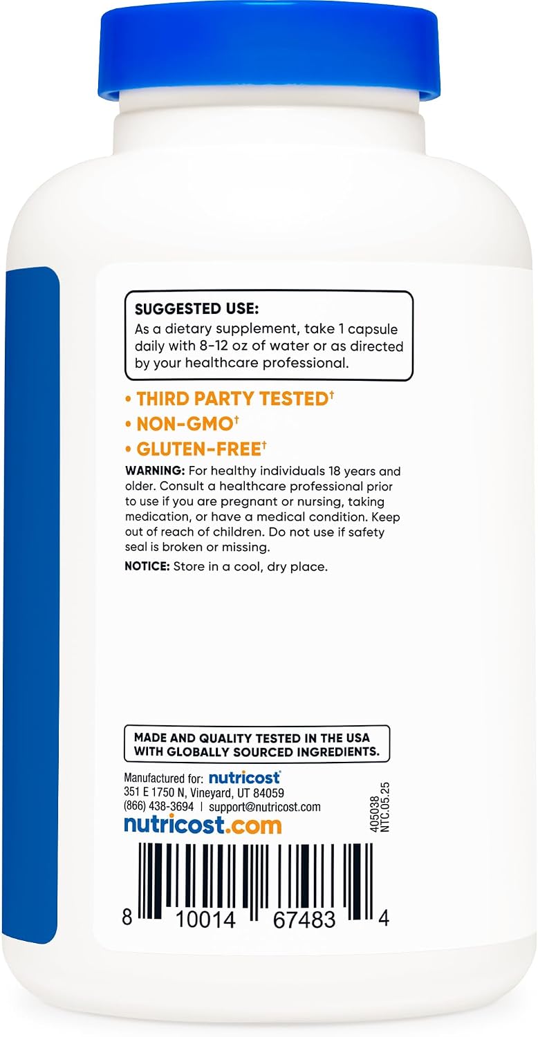 Nutricost Vitamin C 500mg, 240 Capsules, Vegetarian, Gluten-free & Non-GMO - görsel 5