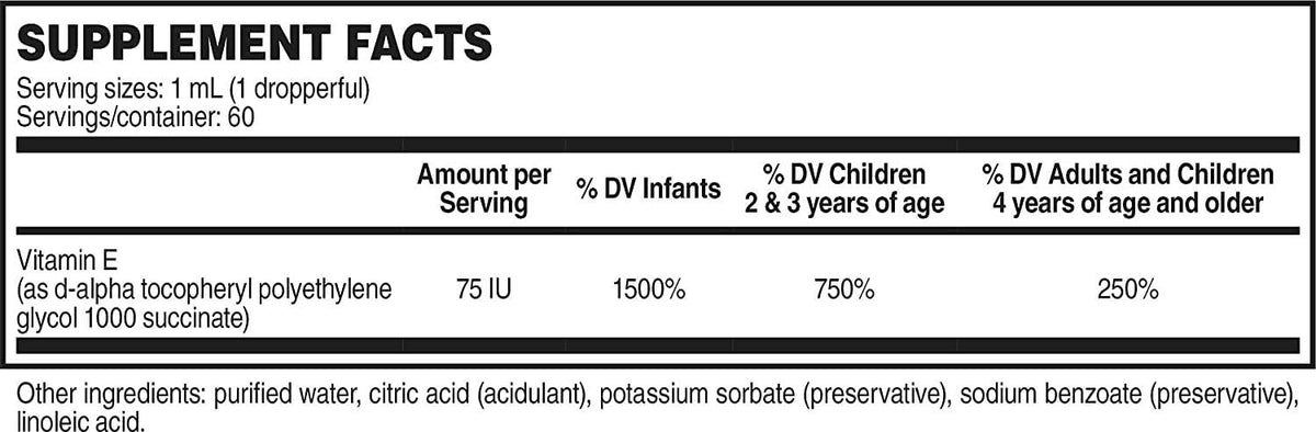 Aqua-E Concentrate 75 IU/ml, 60 ml Bottle, Water-Soluble Liquid Vitamin E - görsel 2