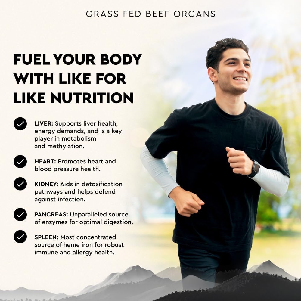 Ancestral Supplements Grass-Fed Beef Organ Supplement – Whole Body Wellness Blend, 180 Capsules - görsel 5