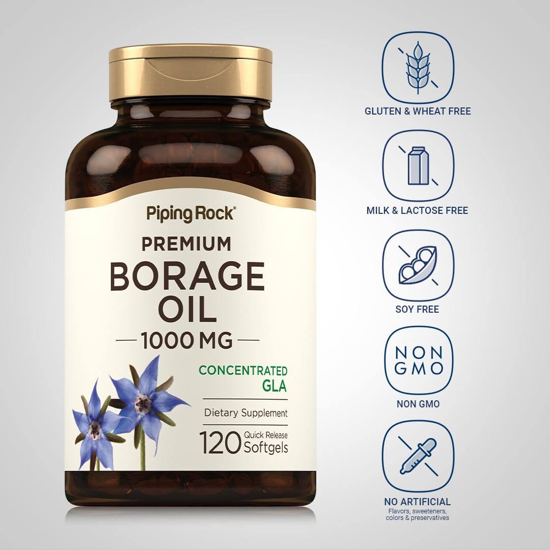 Piping Rock Borage Oil 1000mg, 120 Soft gel capsule Capsules - görsel 3