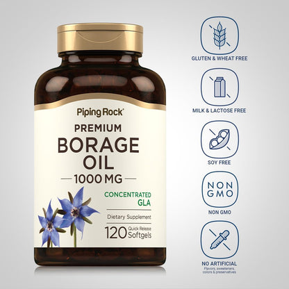 Piping Rock Borage Oil 1000mg, 120 Soft gel capsule Capsules