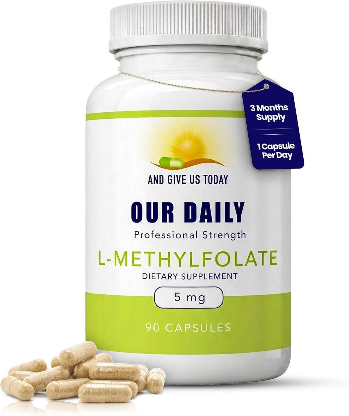 Our Daily Vites L-Methylfolate 5mg – Active 5-MTHF Methylated Folate Supplement for Women and Men – 90 Capsules - görsel 1