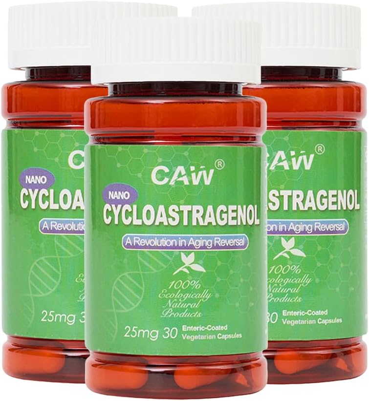 CAW Nano Cycloastragenol 25 mg – Enhanced Absorption & Telomerase Support – 90 Capsules (3 Bottles) - görsel 1