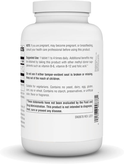 Source Naturals TMG, Trimethylglycine (Anhydrous Betaine) - 750 mg - 240 Vegetarian Tablets