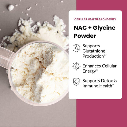 Apeiron Elementals NAC + Glycine Powder – 2500mg – Glutathione Production, Immune Health, and Cellular Energy