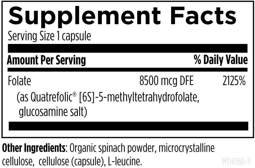 Designs for Health L-5-MTHF – Quatrefolic Methylfolate 5mg, 60 Capsules - görsel 3
