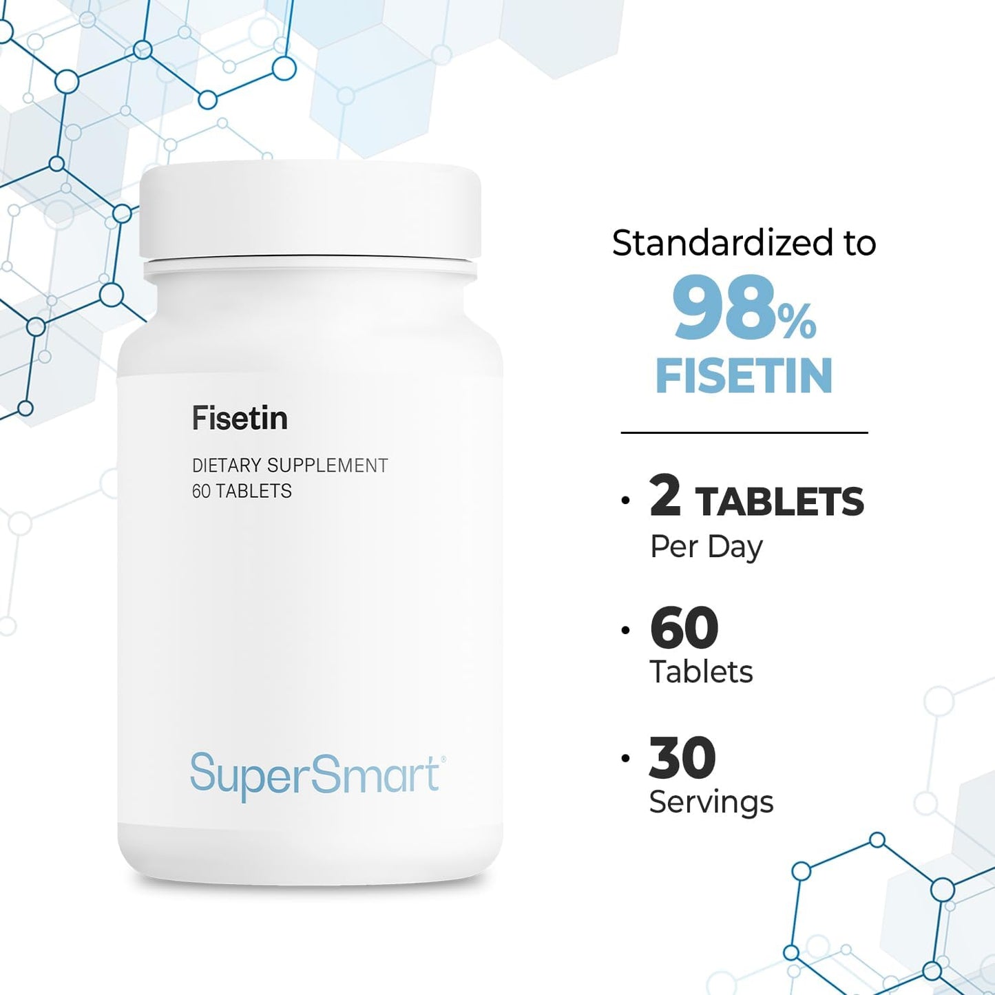 Supersmart Fisetin 500mg per Day – 98% Pure – 60 Tablets - görsel 5