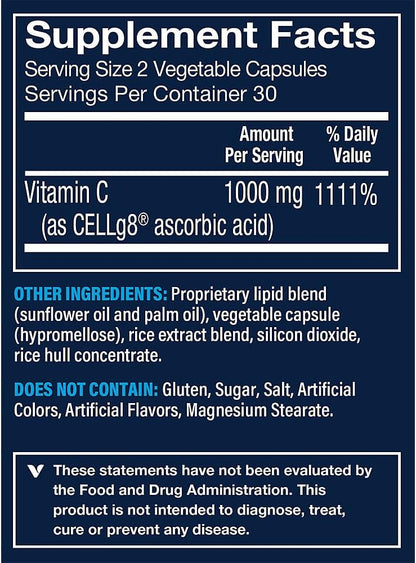 Vthrive Liposomal Vitamin C for Immune Support – Enhanced Absorption – 1,000 mg (60 Vegetarian Capsules)