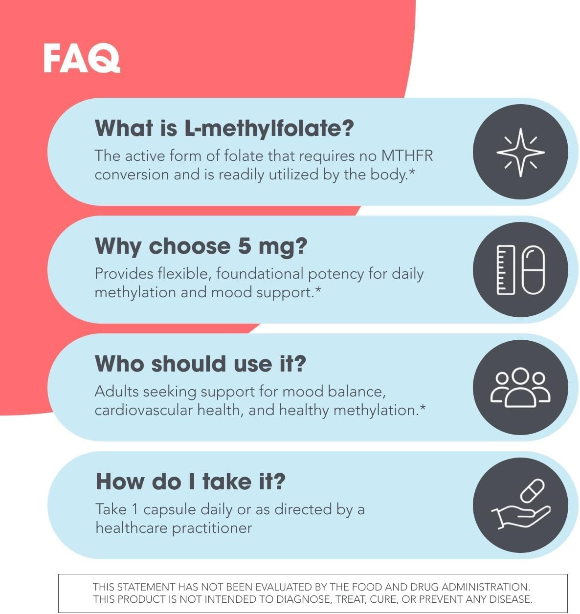 MethylPro L-Methylfolate 5 mg - Methylated Vitamin B9 for Brain Health, Focus and Calm - 30 Capsules - görsel 6