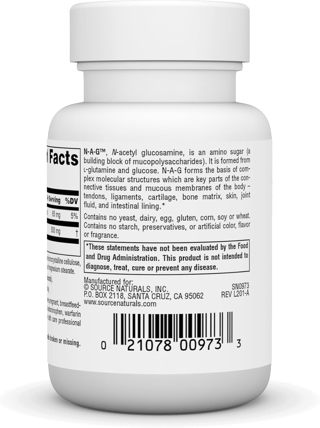 Source Naturals N-A-G, N-Acetyl Glucosamine 250 mg – 60 Tablets - görsel 3