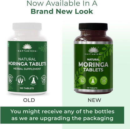 SAPTAMVEDA Natural Moringa Tablets - Organic Drumstick Leaf Food Supplement (120 Tablets)