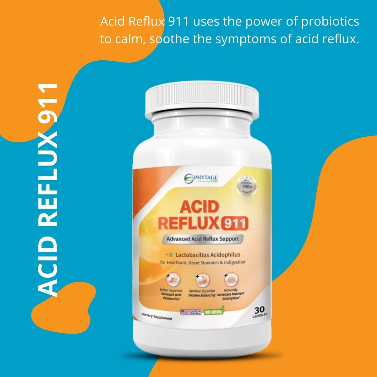 Natural Acid Reflux 911 – Heartburn & Acid Indigestion Relief Supplement, 30 Capsules - görsel 3