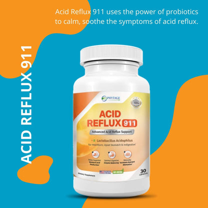 Natural Acid Reflux 911 – Heartburn & Acid Indigestion Relief Supplement, 30 Capsules
