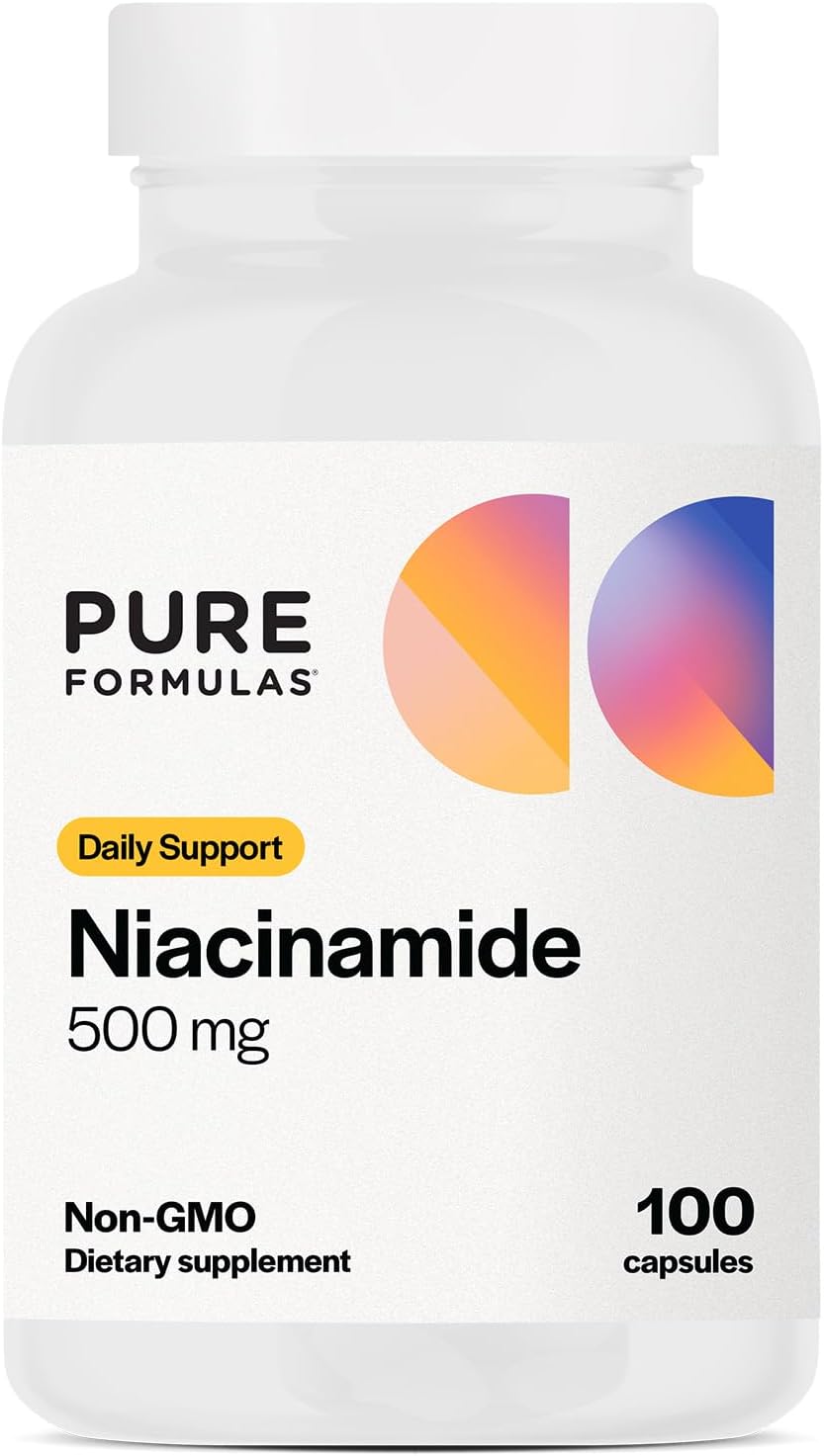 PureFormulas Niacinamide 500 mg - 100 Capsules, High Strength Vitamin B3 Supplement, Non-Flushing - görsel 1