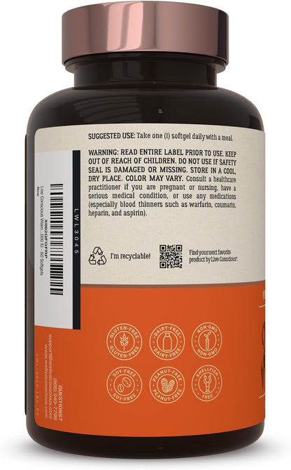Live Conscious Vitamin K2 MK-7 with Vitamin D3 5000 IU - Bone & Heart Health Support, 2-Pack