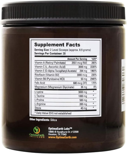 OptimaHeart High-Dose Vitamin C & L-Lysine Powder (3,000 mg Each)