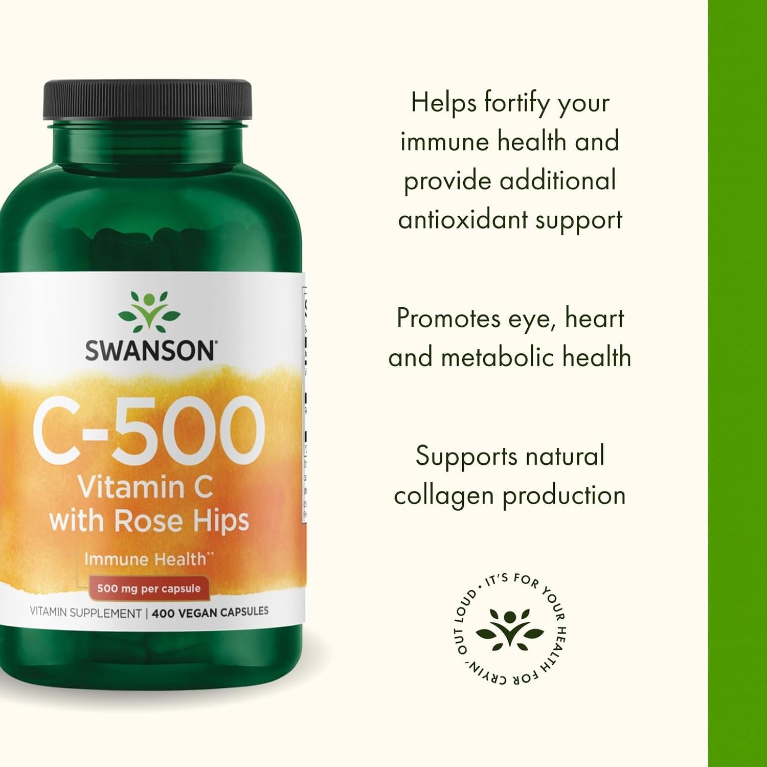 Swanson Vitamin C with Rose Hips, 500 mg, 400 Capsules (2 Pack) - görsel 4