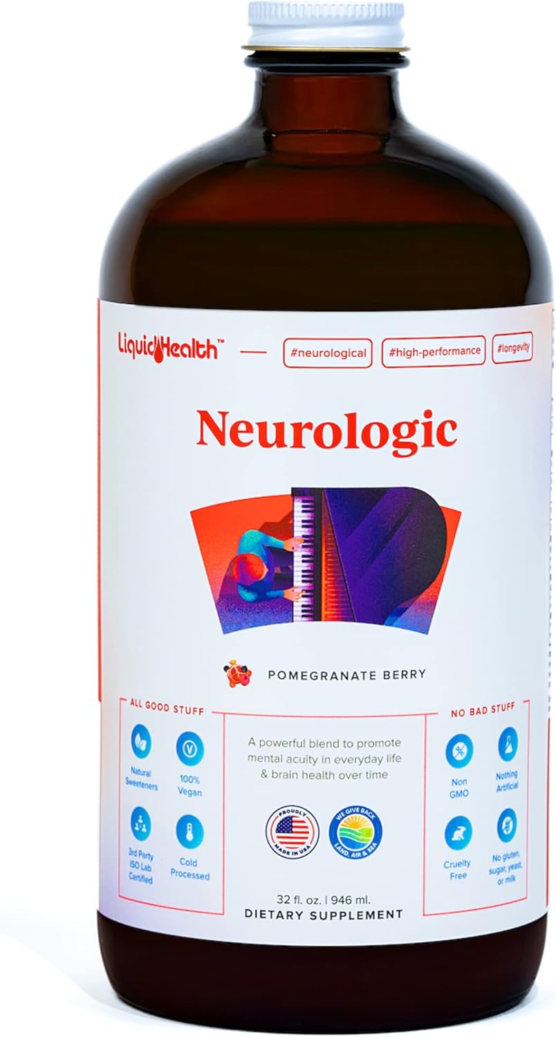 LIQUIDHEALTH Neurologic Focus Supplement - Brain Booster for Cognitive Function, Memory & Focus - 946 ml - görsel 1