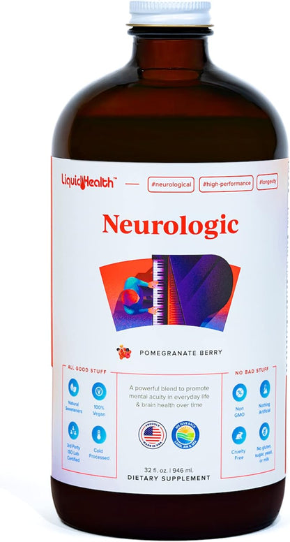 LIQUIDHEALTH Neurologic Focus Supplement - Brain Booster for Cognitive Function, Memory & Focus - 946 ml