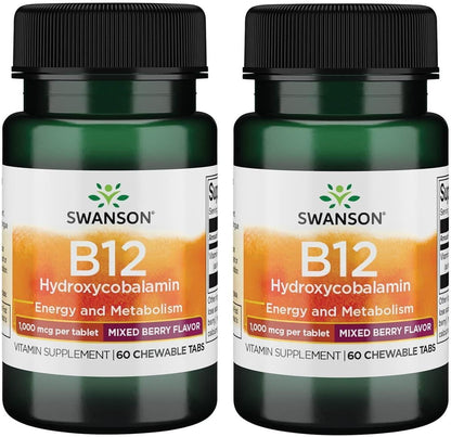 Swanson Supplemelts Sublingual Vitamin B-12, 5 mg, 60 Lozenges (2-Pack)