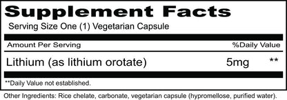 Lithium Organic/Priority 5mg 100 Vegetarian Capsules by Priority One