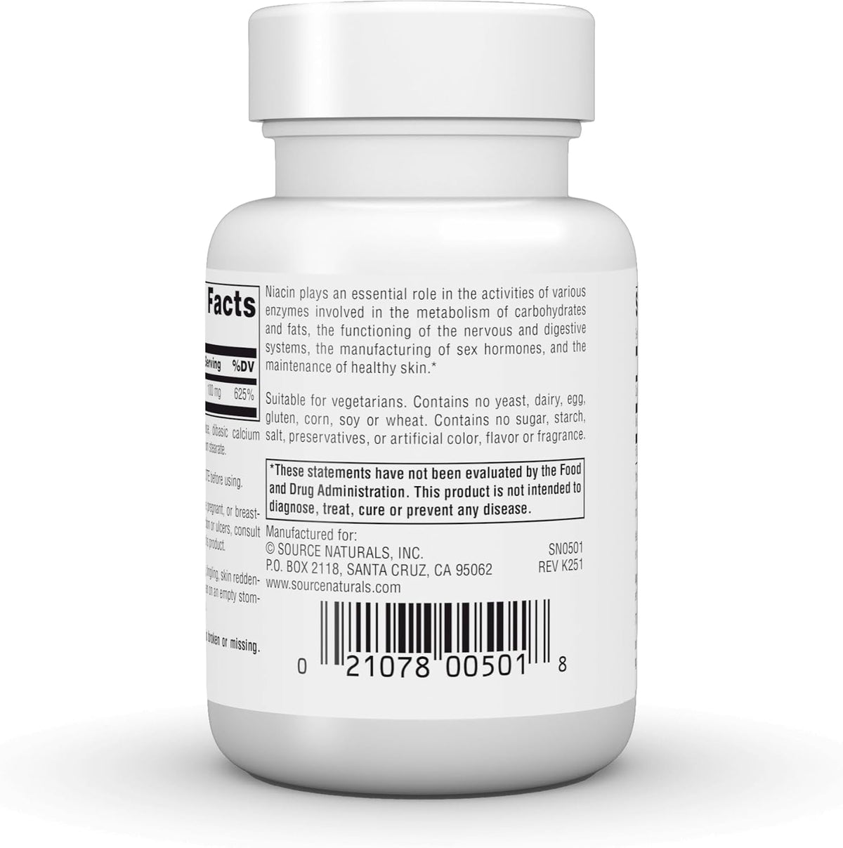 Source Naturals Niacin 100 mg – Vitamin B3 Food Supplement – 100 Tablets - görsel 4