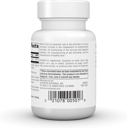 Source Naturals Niacin, Vitamin B-3, Non-GMO - 100 mg - 100 Tablets