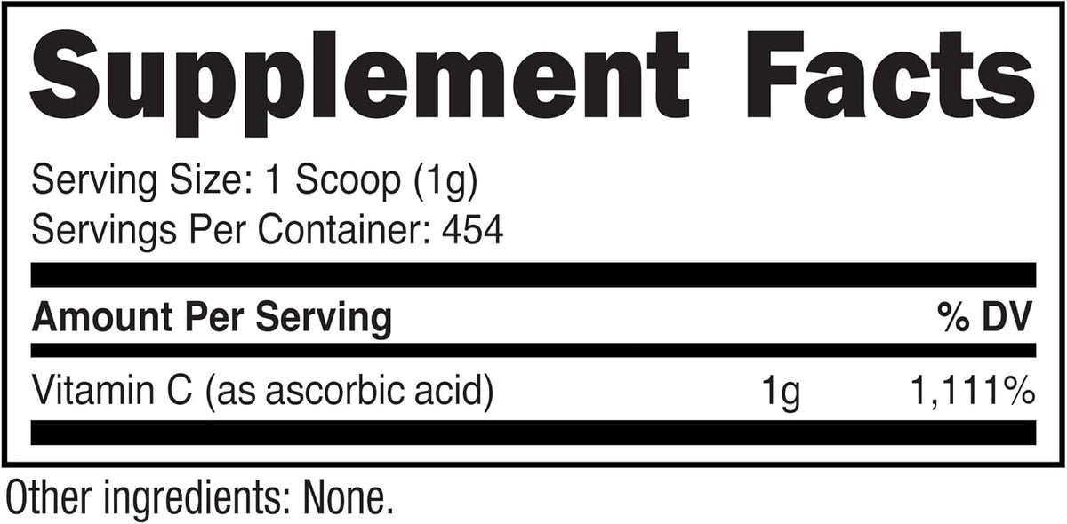 Nutricost Pure Ascorbic Acid Powder (Vitamin C) 454g - görsel 8