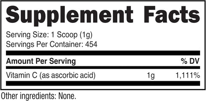 Nutricost Pure Ascorbic Acid Powder (Vitamin C) 454g