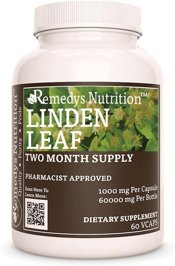 Linden Leaf & Flowers | 1,000 mg, 60 Vegan Capsules Herbal Food Supplement | Two Month Supply - görsel 1