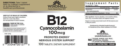 Vitamin B12 TABS 100 mcg – 100 Tablets