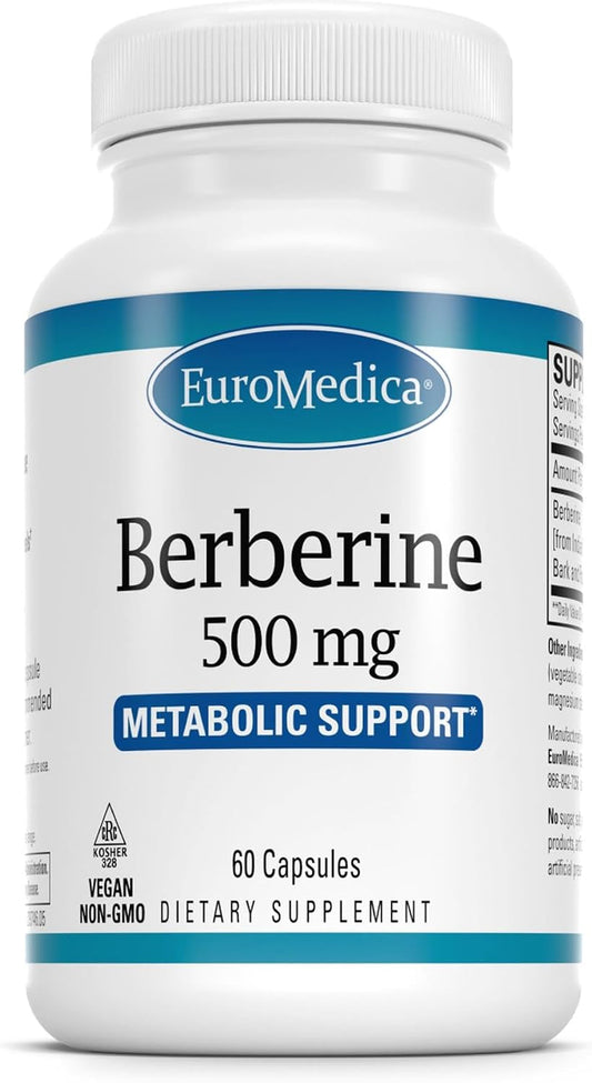 EuroMedica Berberine 500 mg – 60 Vegan Capsules for Brain, Liver & Metabolic Support