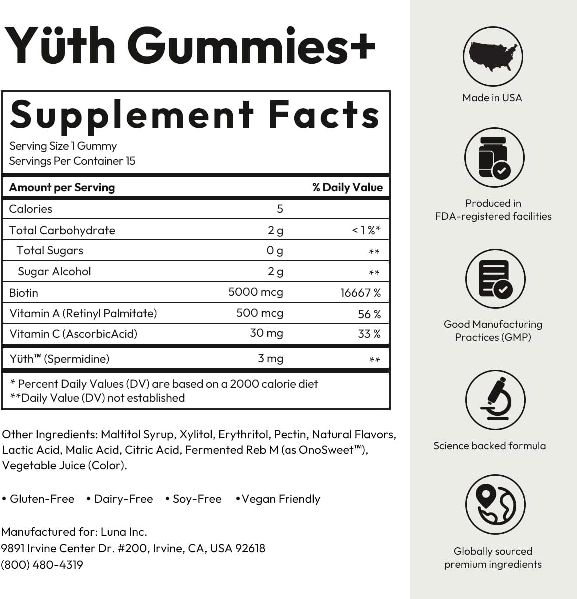 BIGVITA Yuth Gummies + | Spermidine Gummies for Hair Growth, Skin & Nails | High-Purity Spermidine Food Supplement for Cellular Renewal & Anti-Ageing | Collagen Support with Vitamin C & Vitamin A - görsel 8