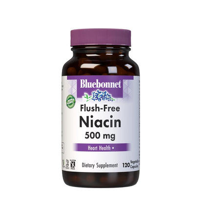 Bluebonnet Nutrition Flush-Free Niacin 500mg - Inositol Hexanicotinate - Cardiovascular Support - 120 Veg Capsules