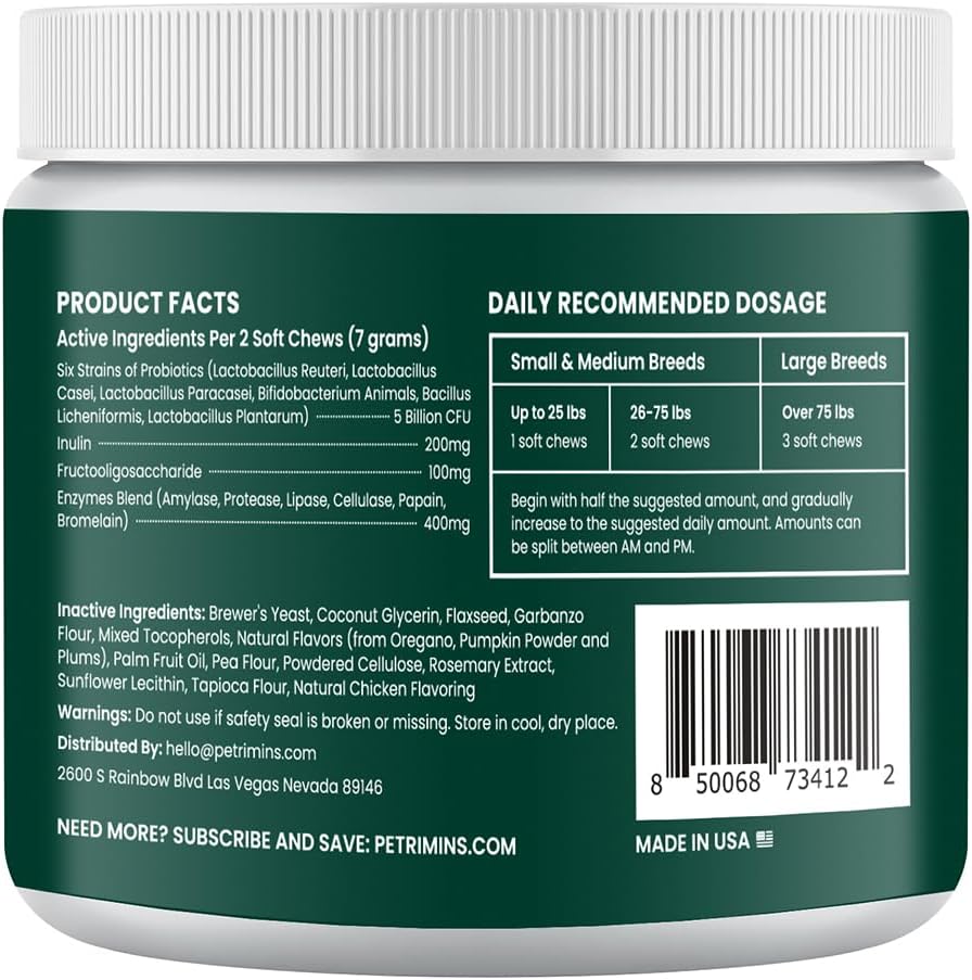 PetriMins Advanced Probiotic for Dogs, Digestive and Immune Support, 90 Chews, Chicken Flavour - görsel 6
