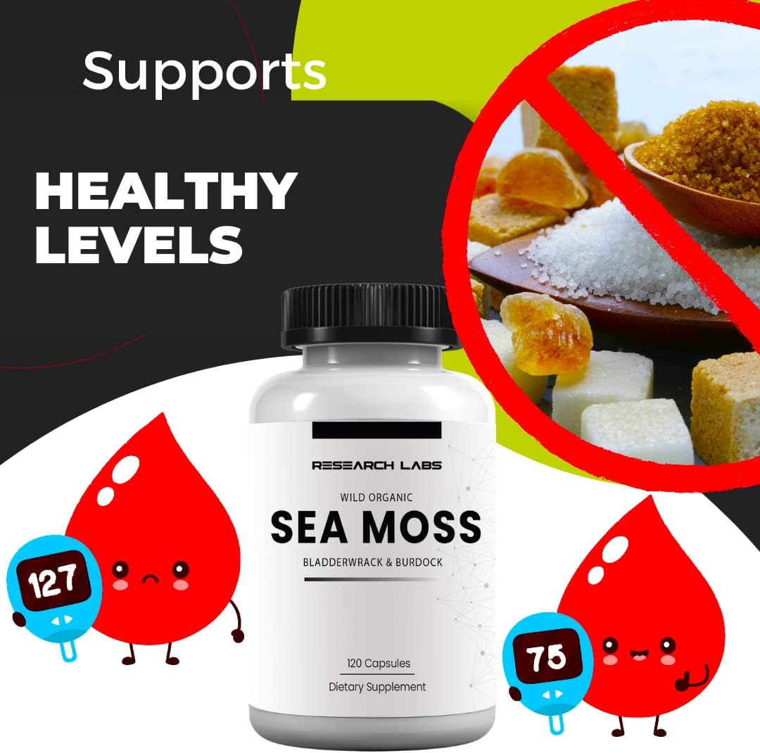 Research Labs Organic Irish Sea Moss Capsules — Raw Wildcrafted Sea Moss with Bladderwrack & Burdock Root, 120 Capsules - görsel 5