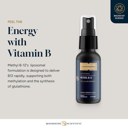 Quicksilver Scientific Methyl B12 1000mcg Vitamin B12 as Methylcobalamin with Nanotechnology for Superior Absorption – Energy Support Supplement (30ml, 90 Servings)