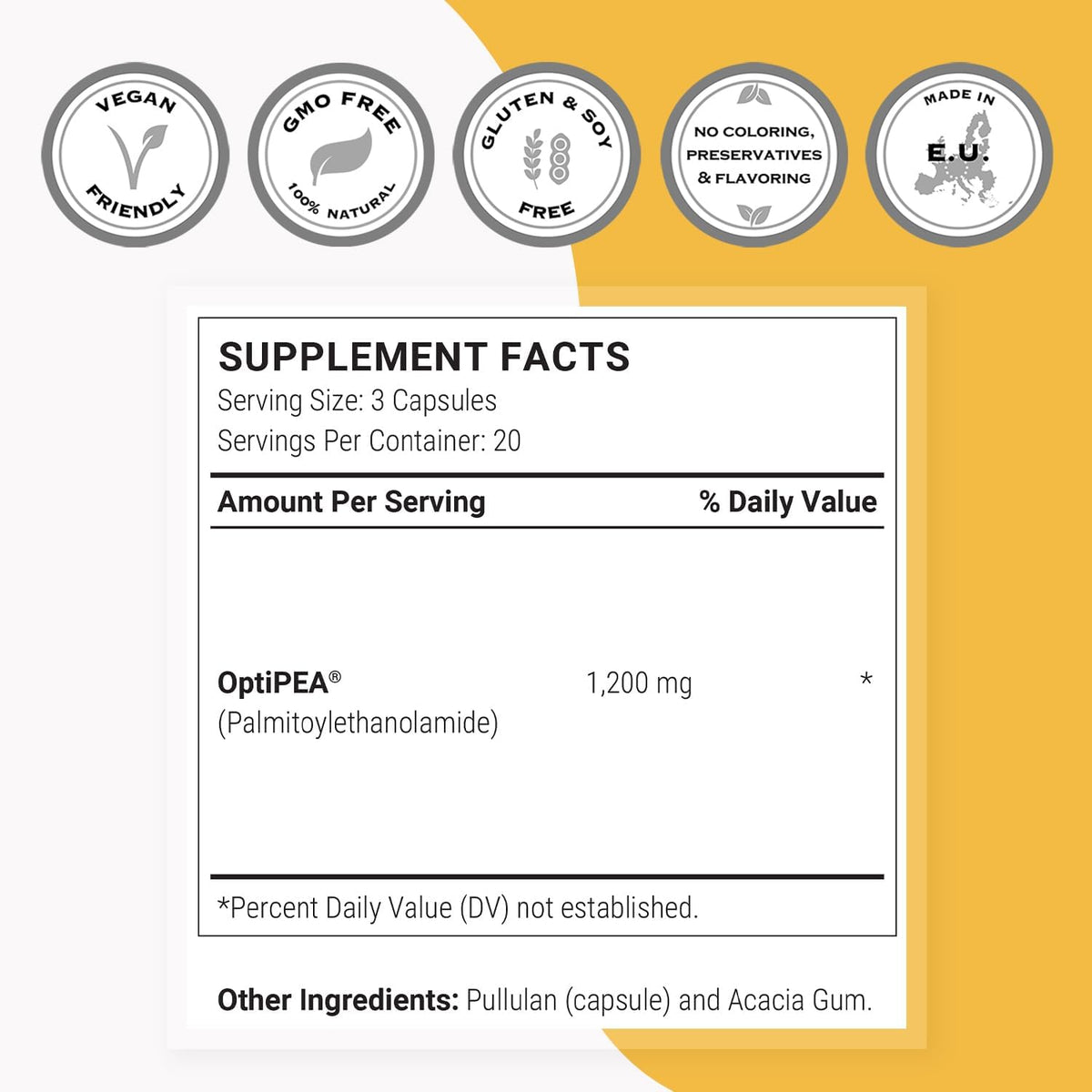 Supersmart - 99% PEA Supplement with OptiPEA - 1200 mg per Day - Natural Nerve Support - Non-GM & Gluten-free - 60 Vegetarian Capsules - görsel 4