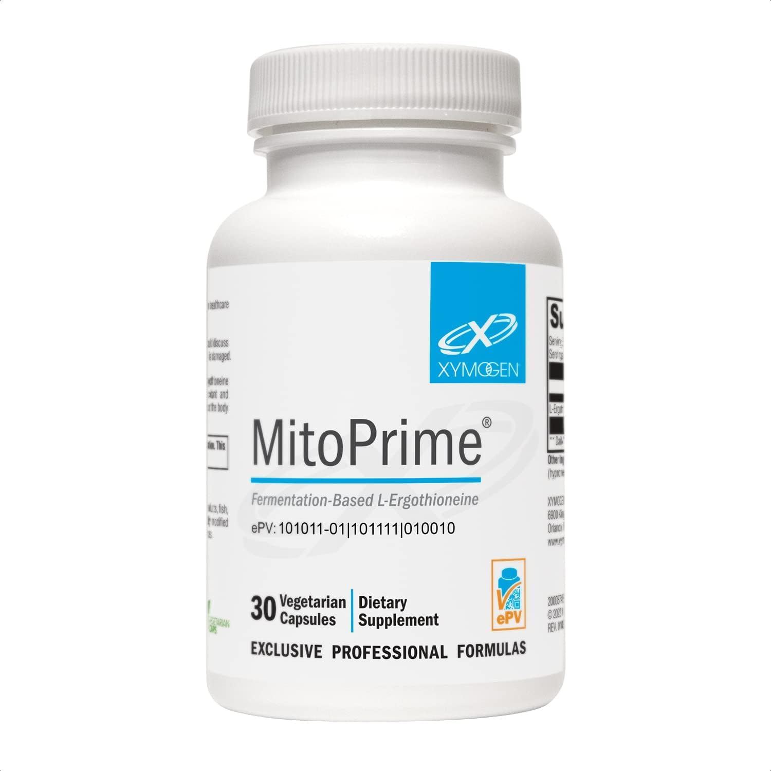 XYMOGEN MitoPrime - L-Ergothioneine Food Supplement - Mitochondrial and Cellular Antioxidant Support - Gluten-Free, Vegan & Non-GMO - 30 Capsules - görsel 1