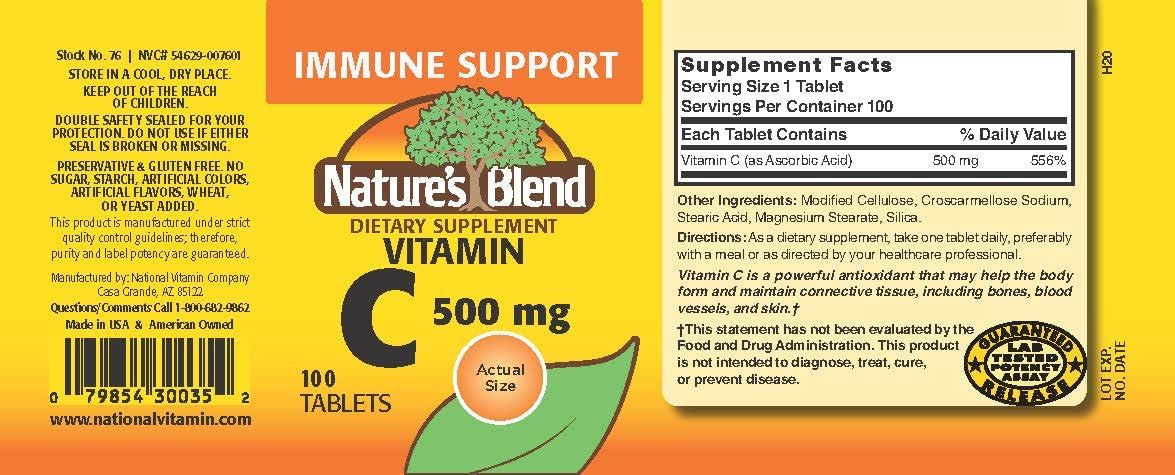 Nature's Blend Vitamin C 500 mg Tablets - görsel 2