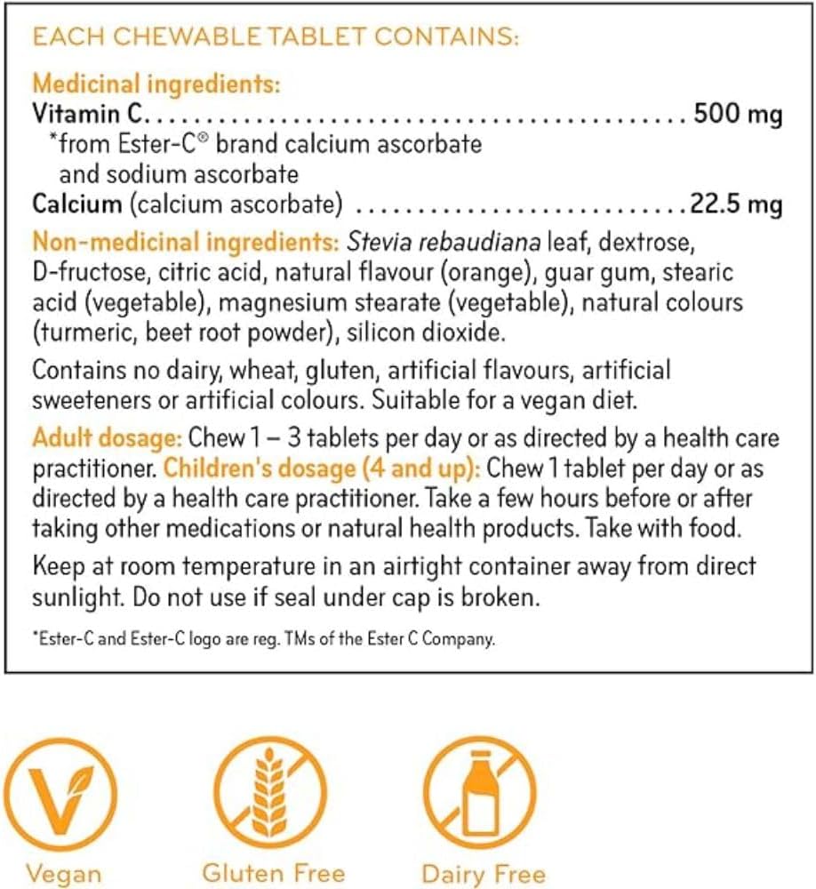 Sisu Ester-C 500 mg Orange Chewable Tablets, 90 Tablets - görsel 2