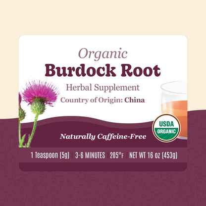 Organic Positively Botanicals Company, Burdock Root, Herbal Tea Loose Leaf Botanical, 454 g