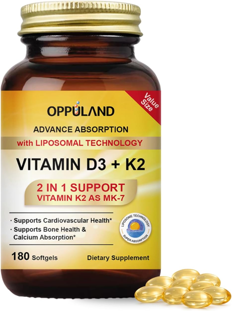 Oppuland Vitamin D3 + K2 5000 IU with Liposomal Technology - MK-7 100µg - 90 Softgels - görsel 10
