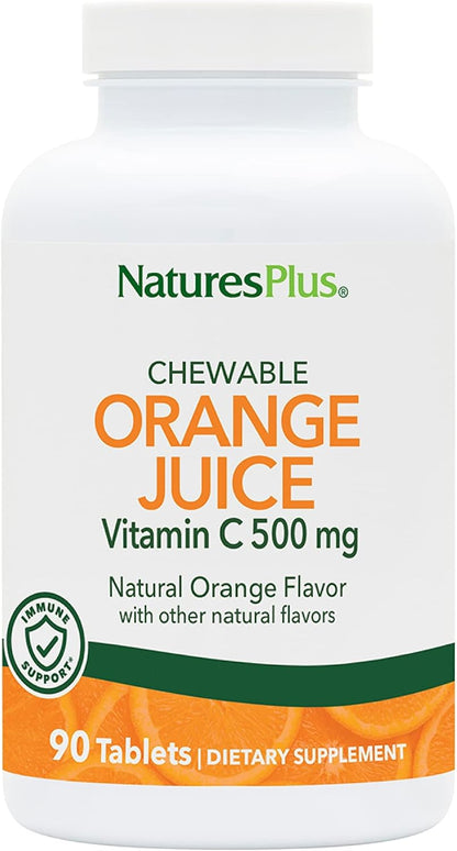 NaturesPlus Orange Juice Chewable Vitamin C - 500 mg, 180 Chewable Tablets