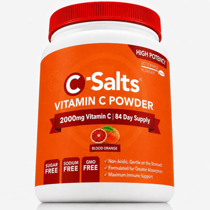 C-Salts Buffered Vitamin C Powder – Organic, Stomach-Friendly Vitamin C Drink – Mixed Berry, 227g (84 Servings)